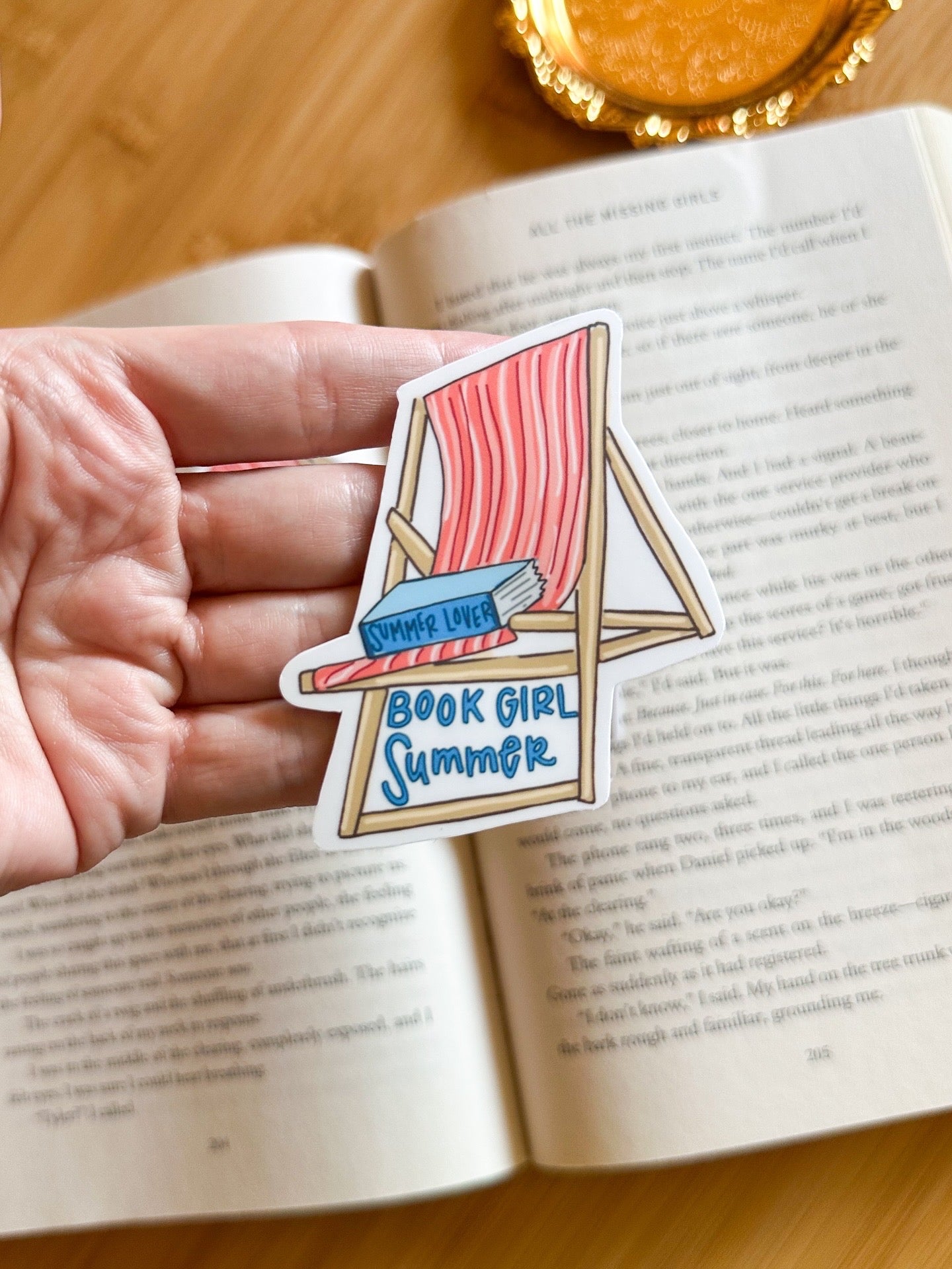 SALE Book girl summer sticker