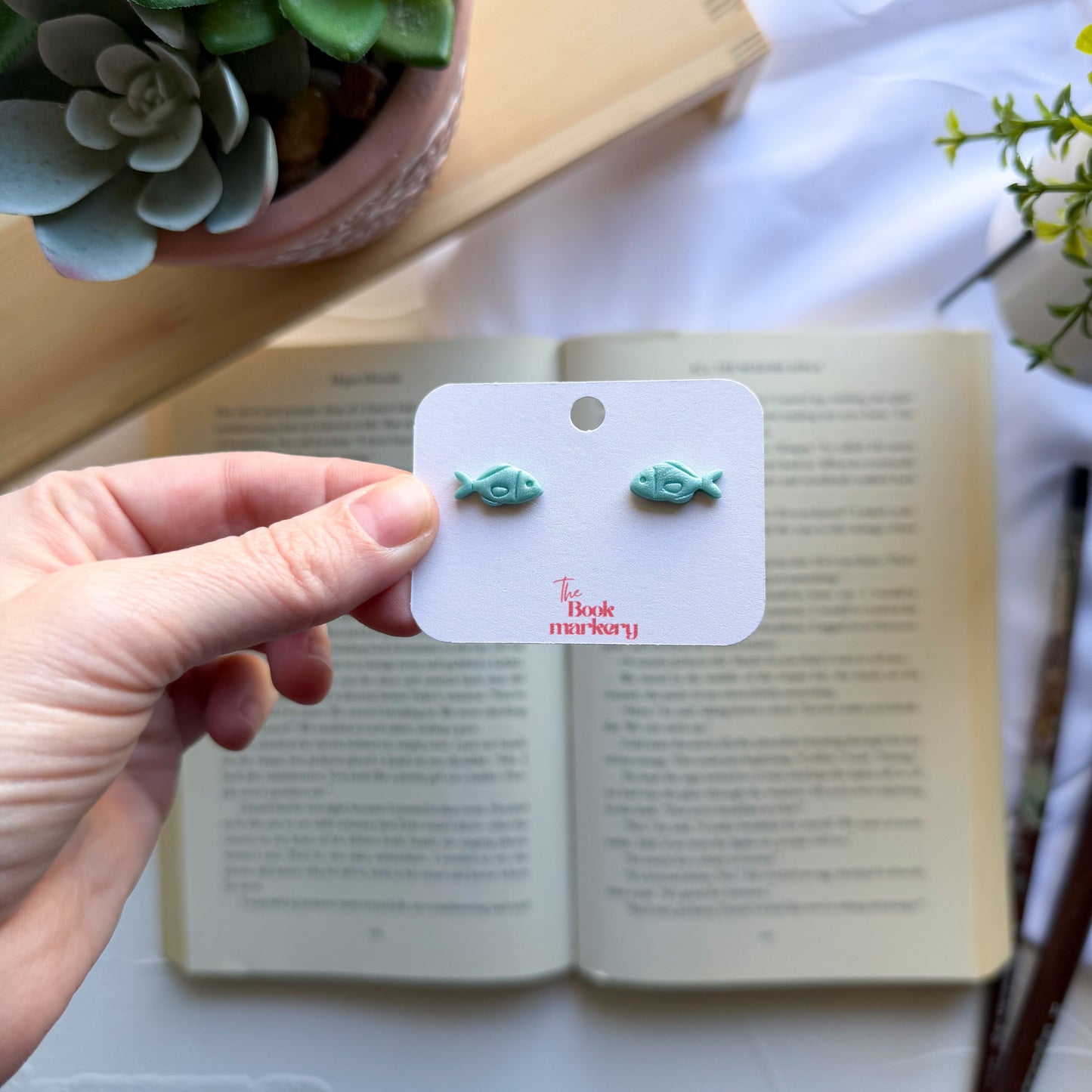 Handmade Tiny Sardine Studs