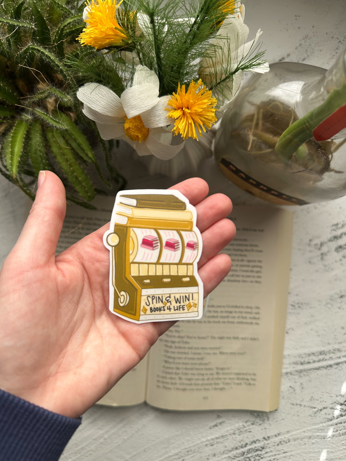 Spin and Win books for life sticker