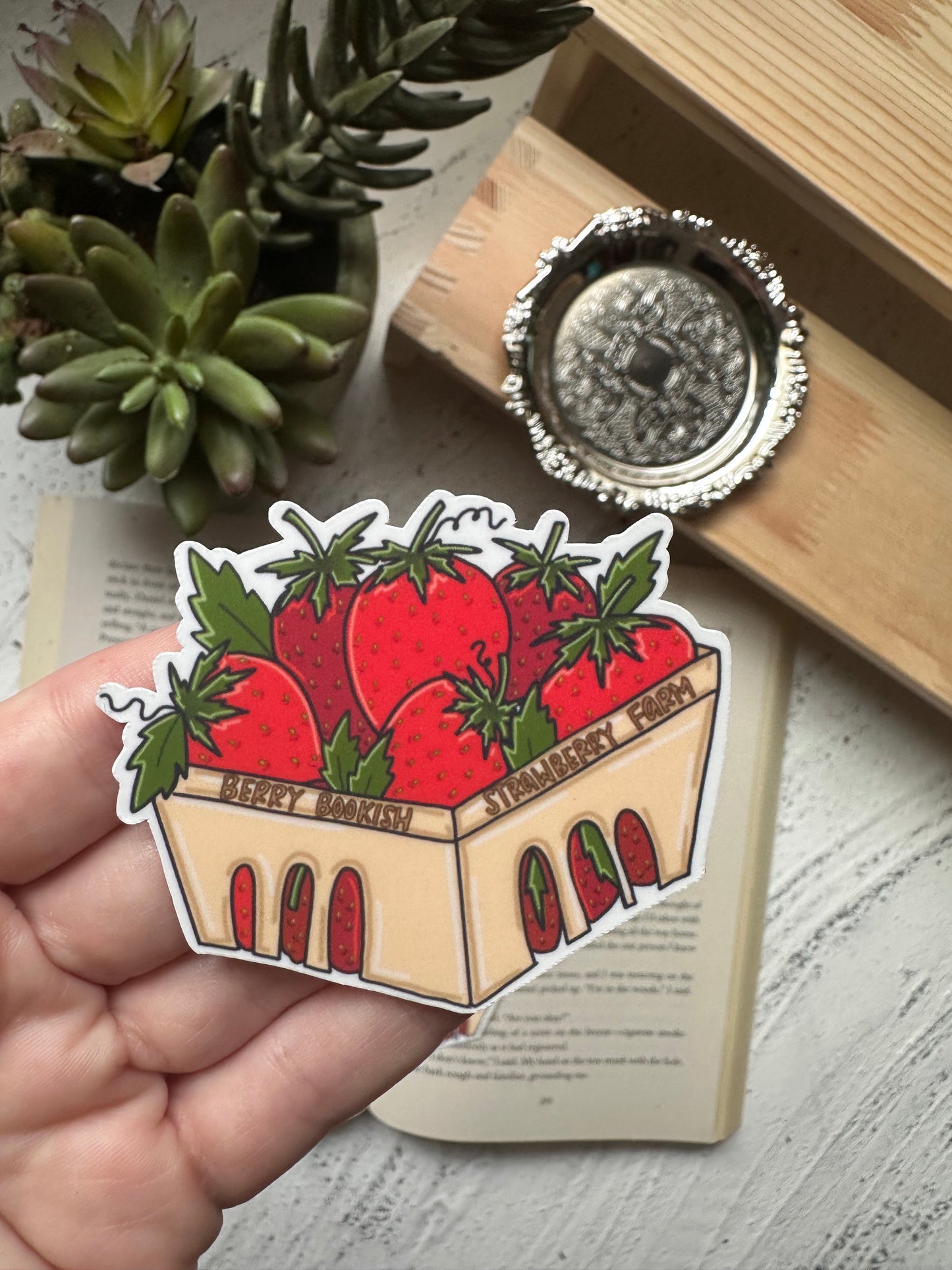 Berry Bookish Strawberry Farm Sticker