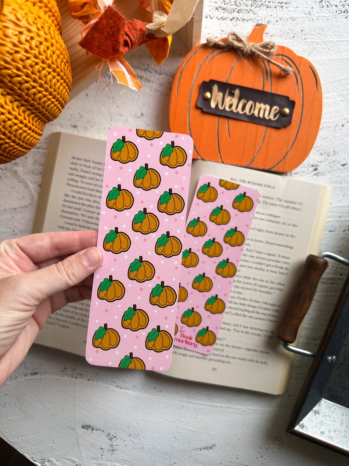 Pink Pumpkin Double Sided Bookmark