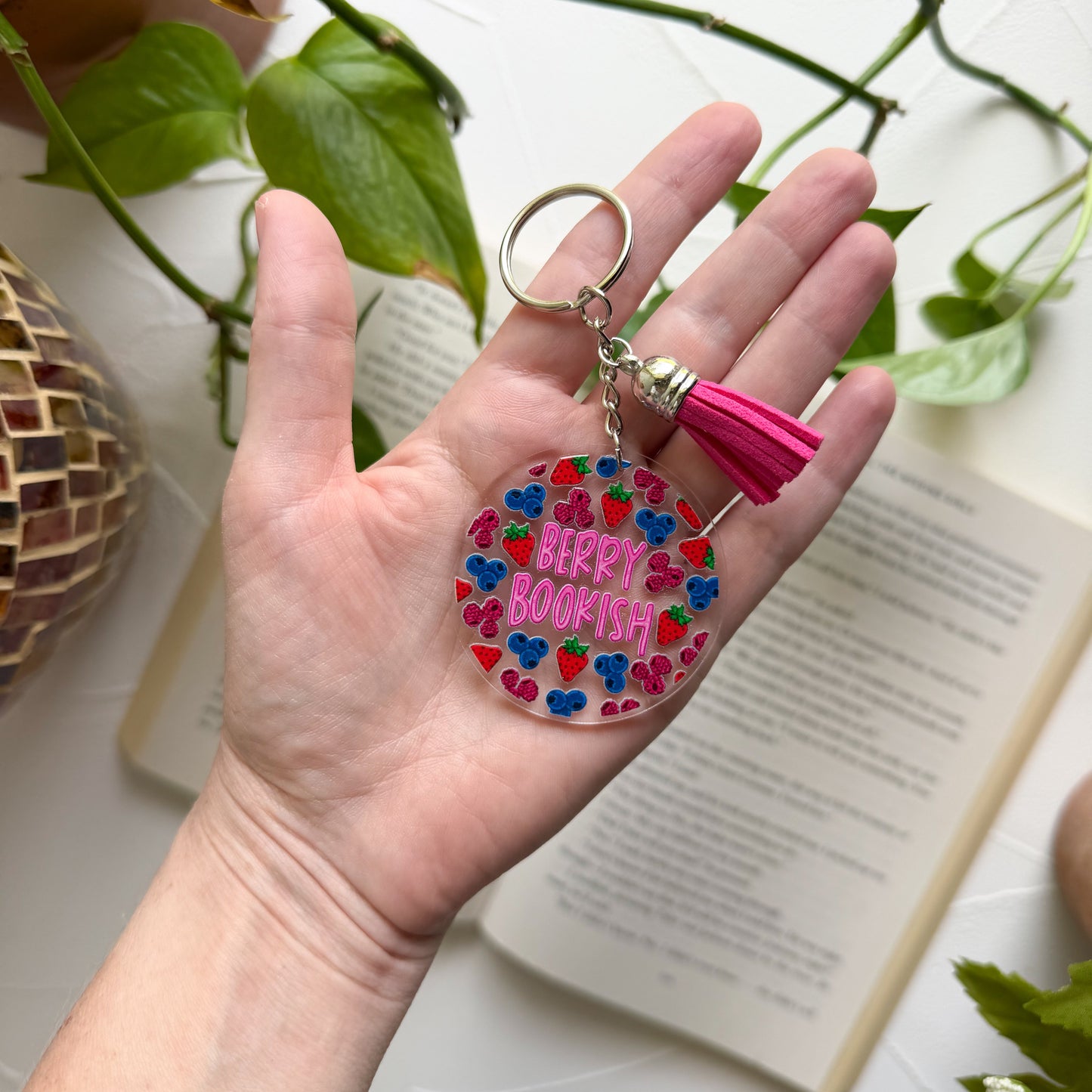 Berry Bookish Keychain