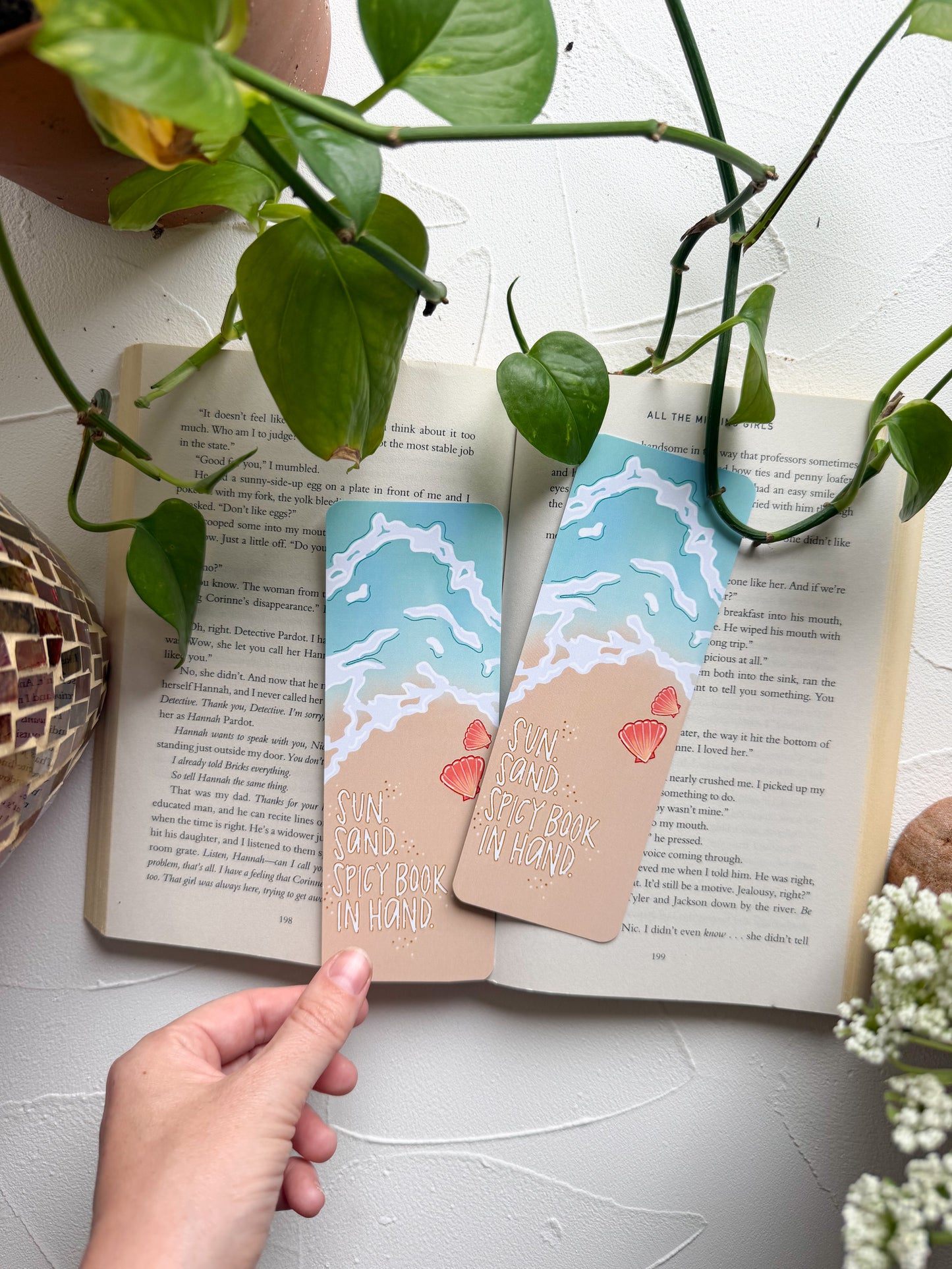 Sun, Sand, Spicy Book In Hand Bookmark