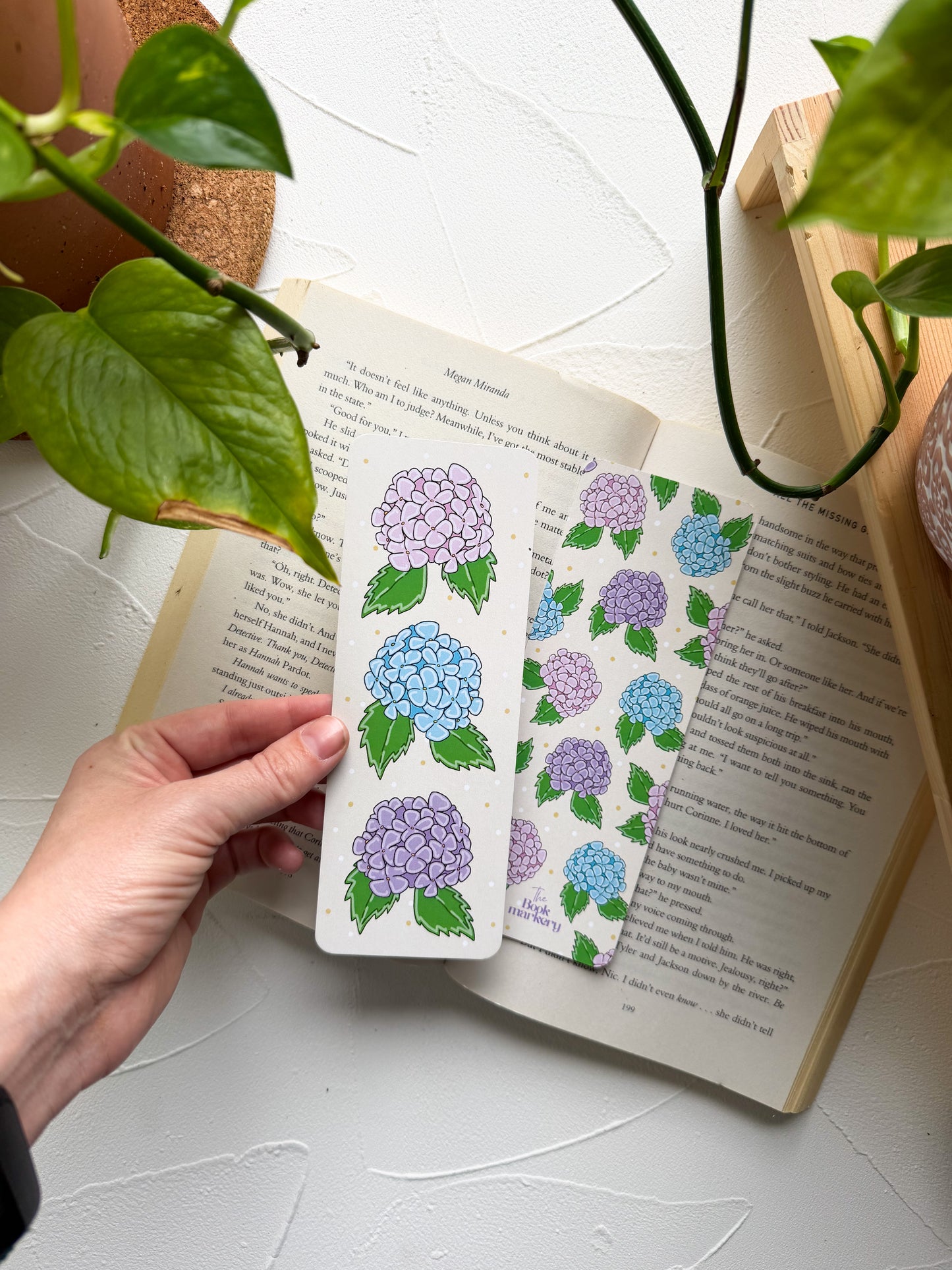 Double Sided Hydrangea Bookmark