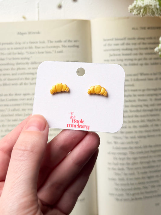 Golden Croissant Stud Earrings