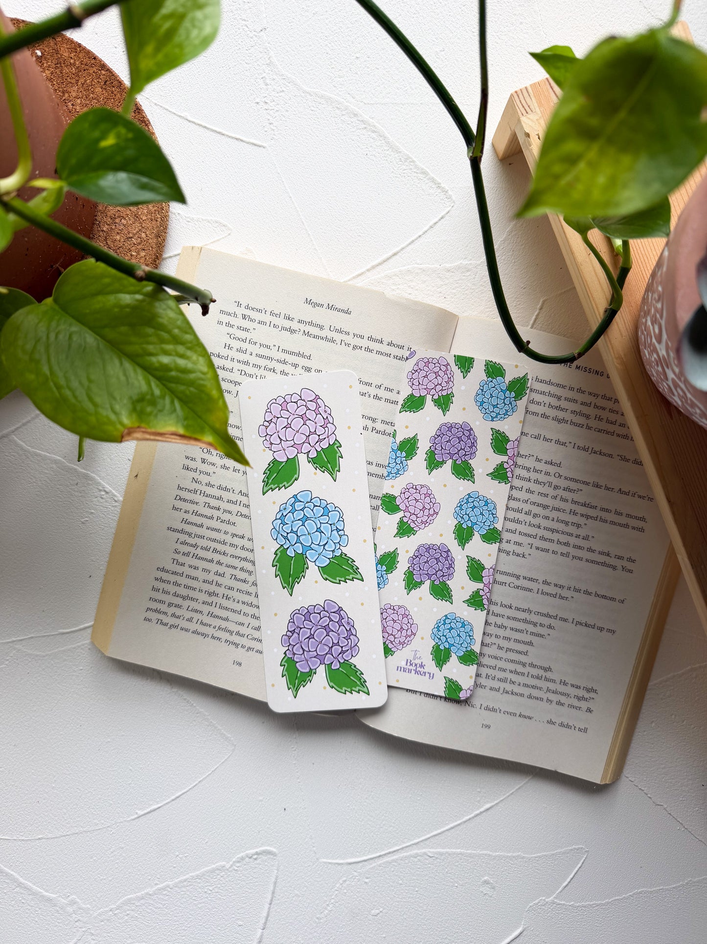 Double Sided Hydrangea Bookmark