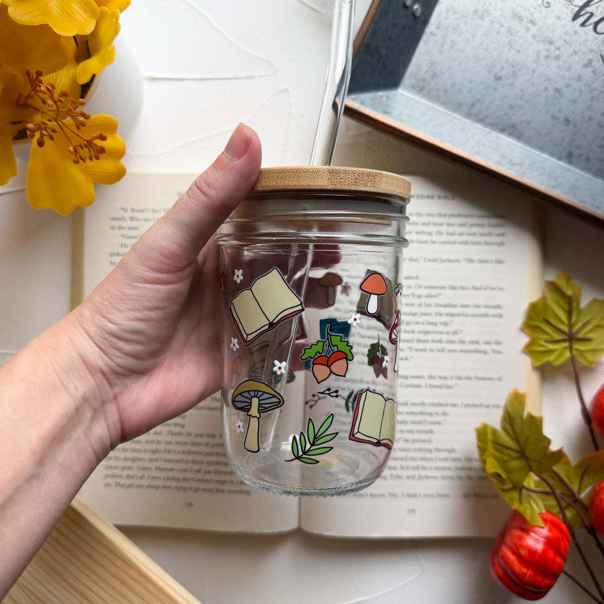 Fall Forest Mason Jar Cup