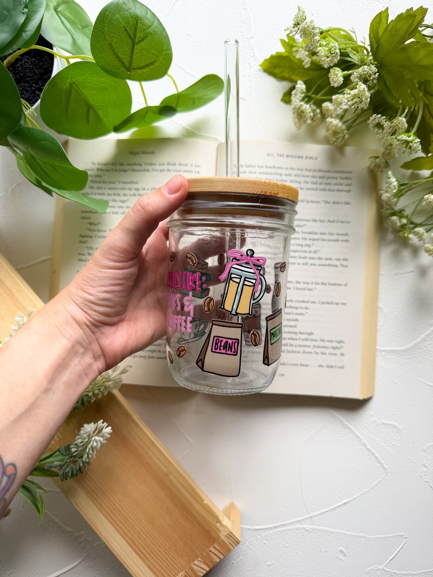 New Books & Fresh Coffee Mason Jar Cup