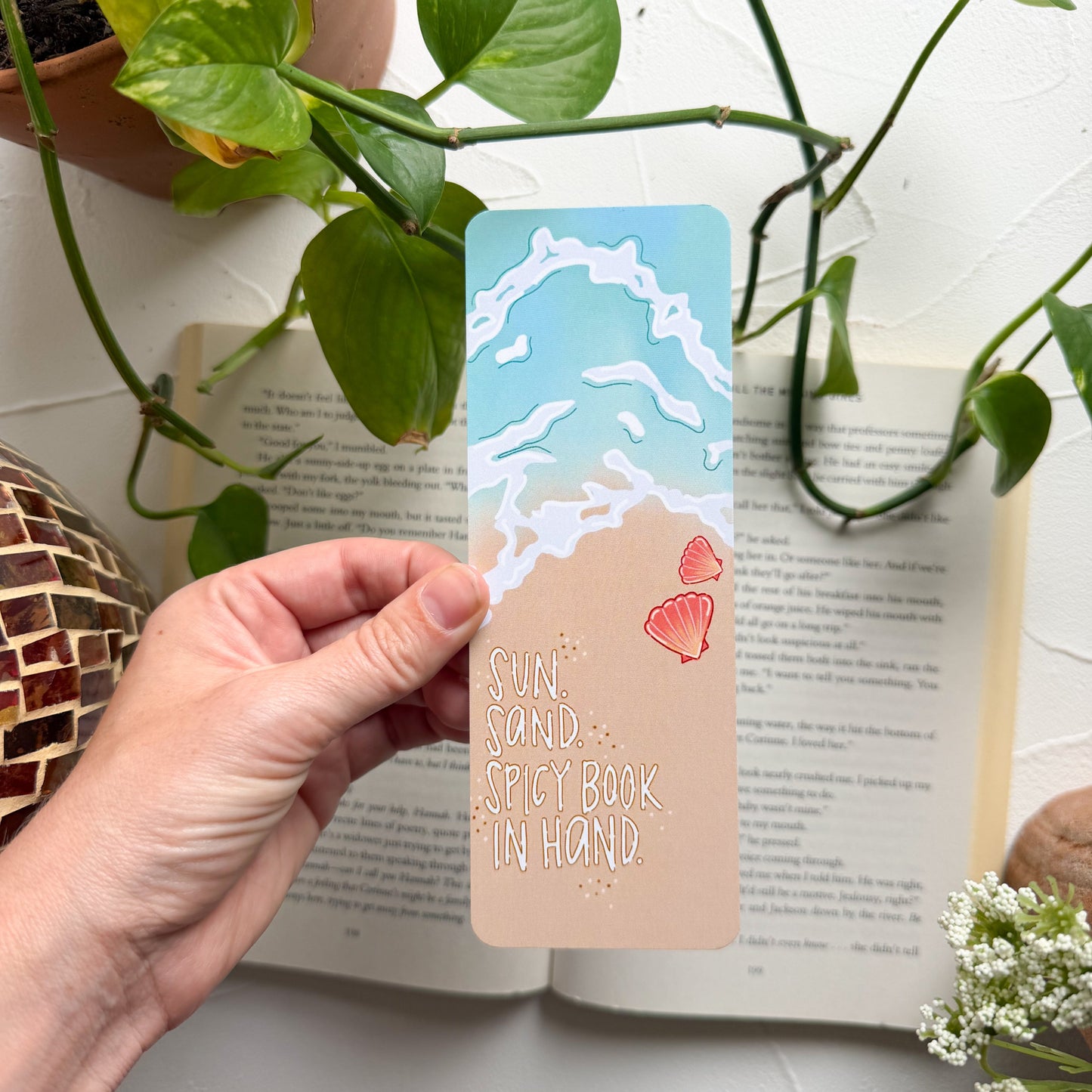 Sun, Sand, Spicy Book In Hand Bookmark