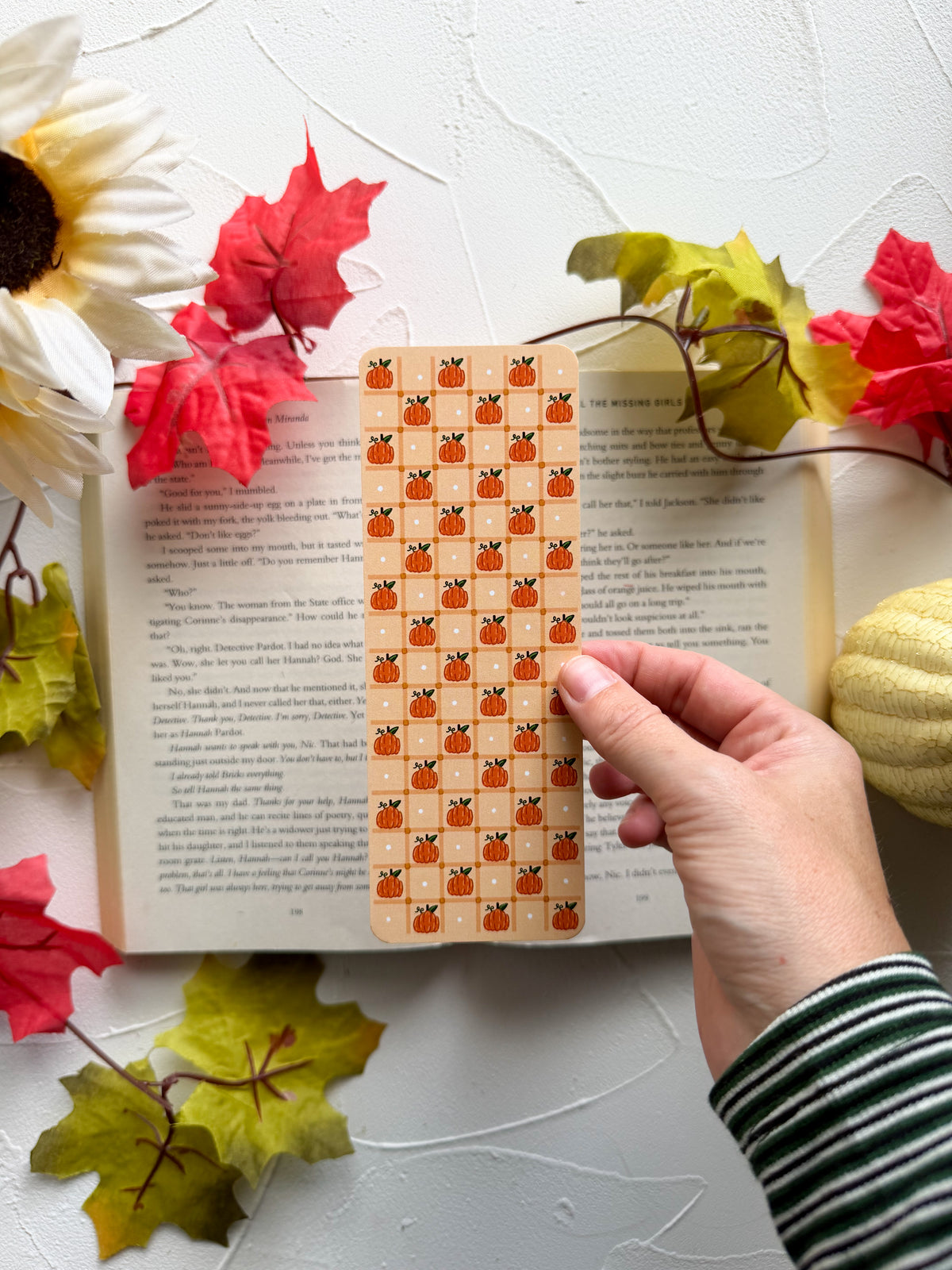 Pumpkin Gingham Bookmark