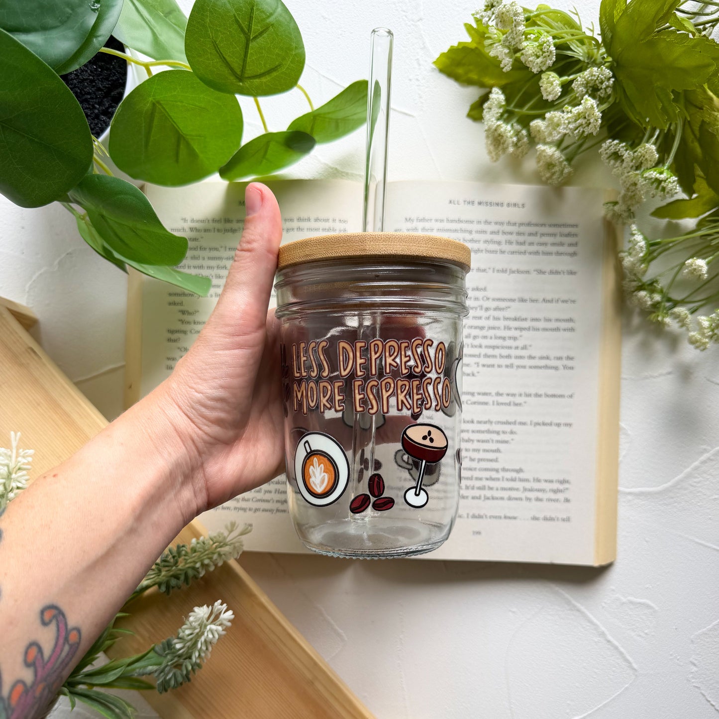 More Depresso Less Espresso Mason Jar Cup