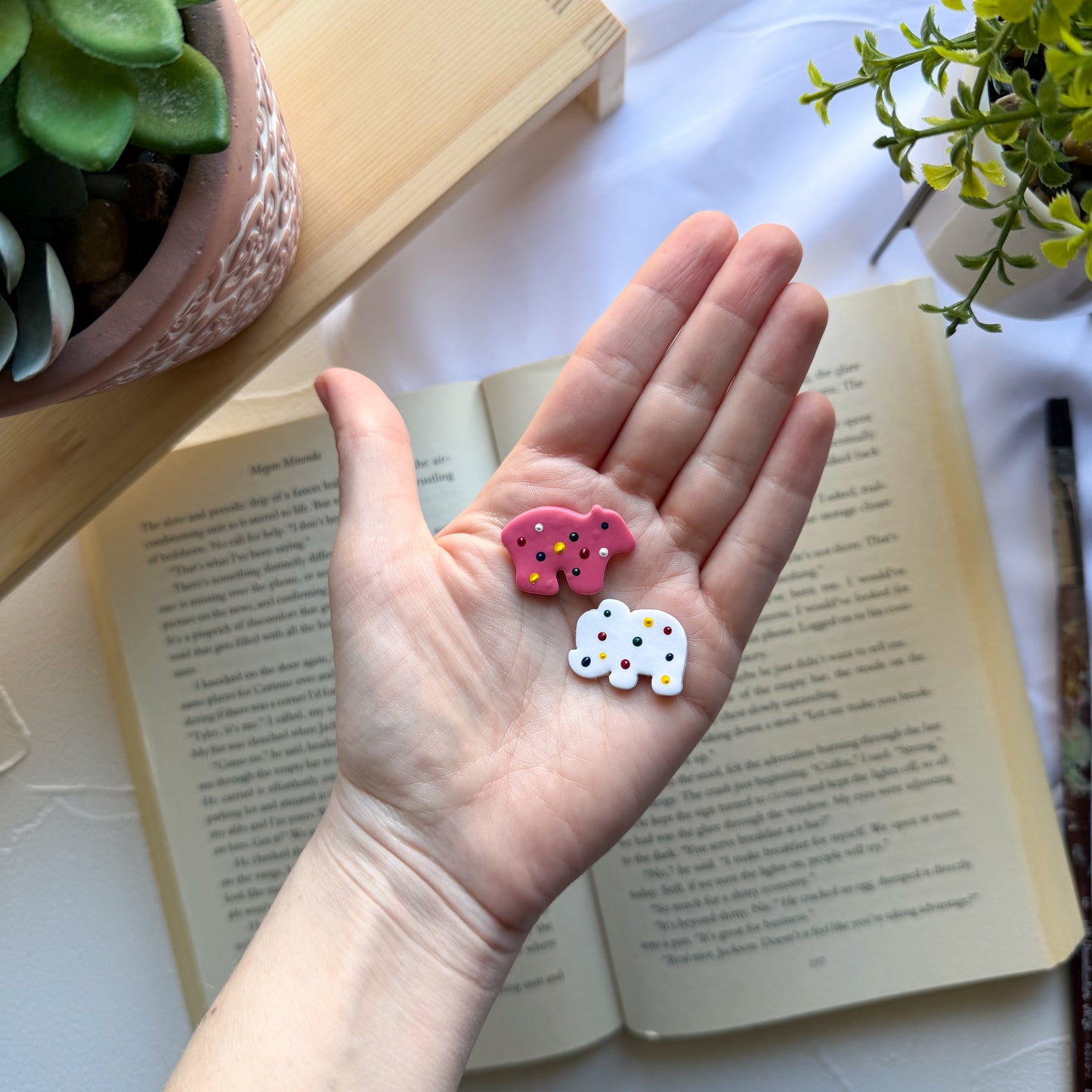 Handmade Frosted Animal Cookie Magnets (Set of 2)