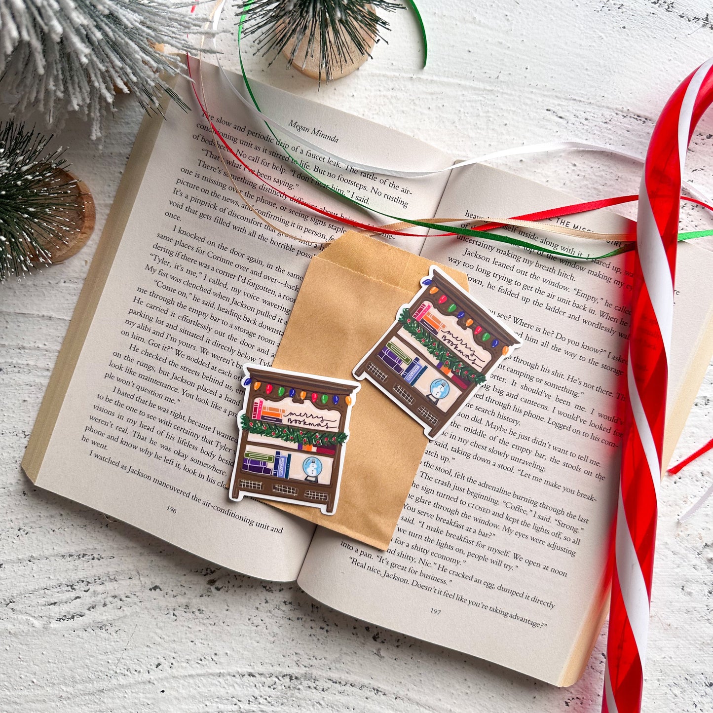 Merry Bookmas Bookshelf Sticker