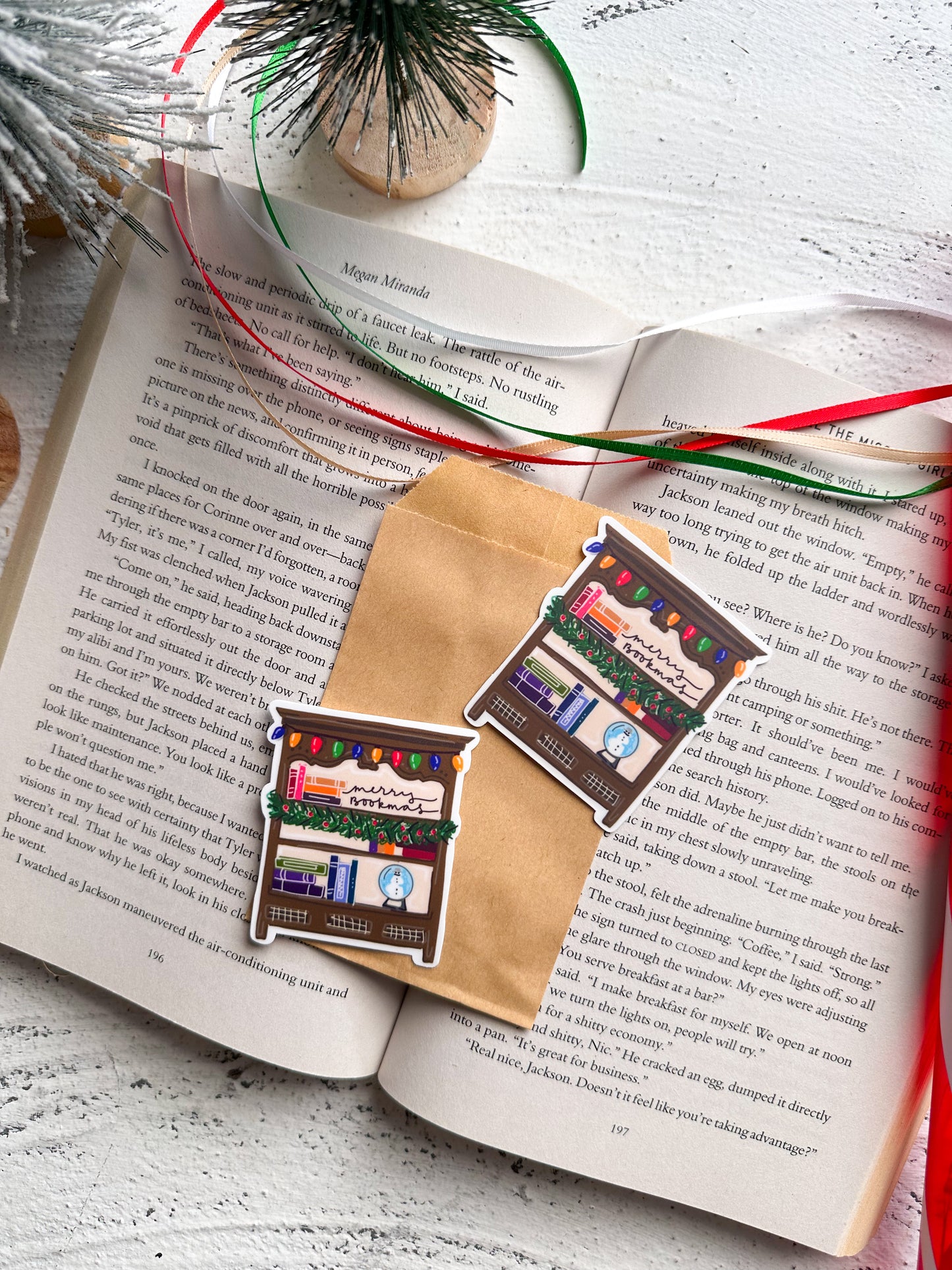 Merry Bookmas Bookshelf Sticker