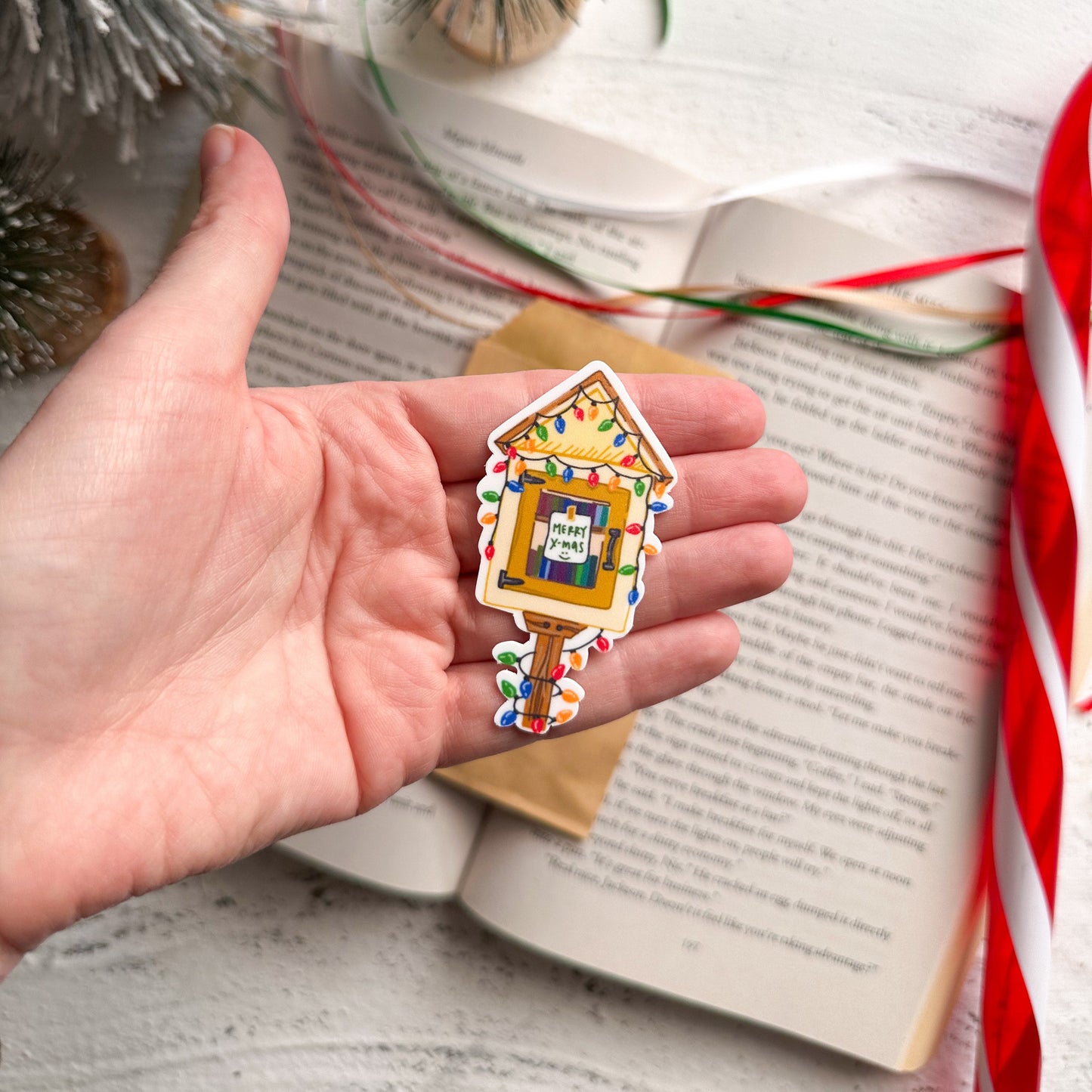 Holiday Little Free Library Sticker