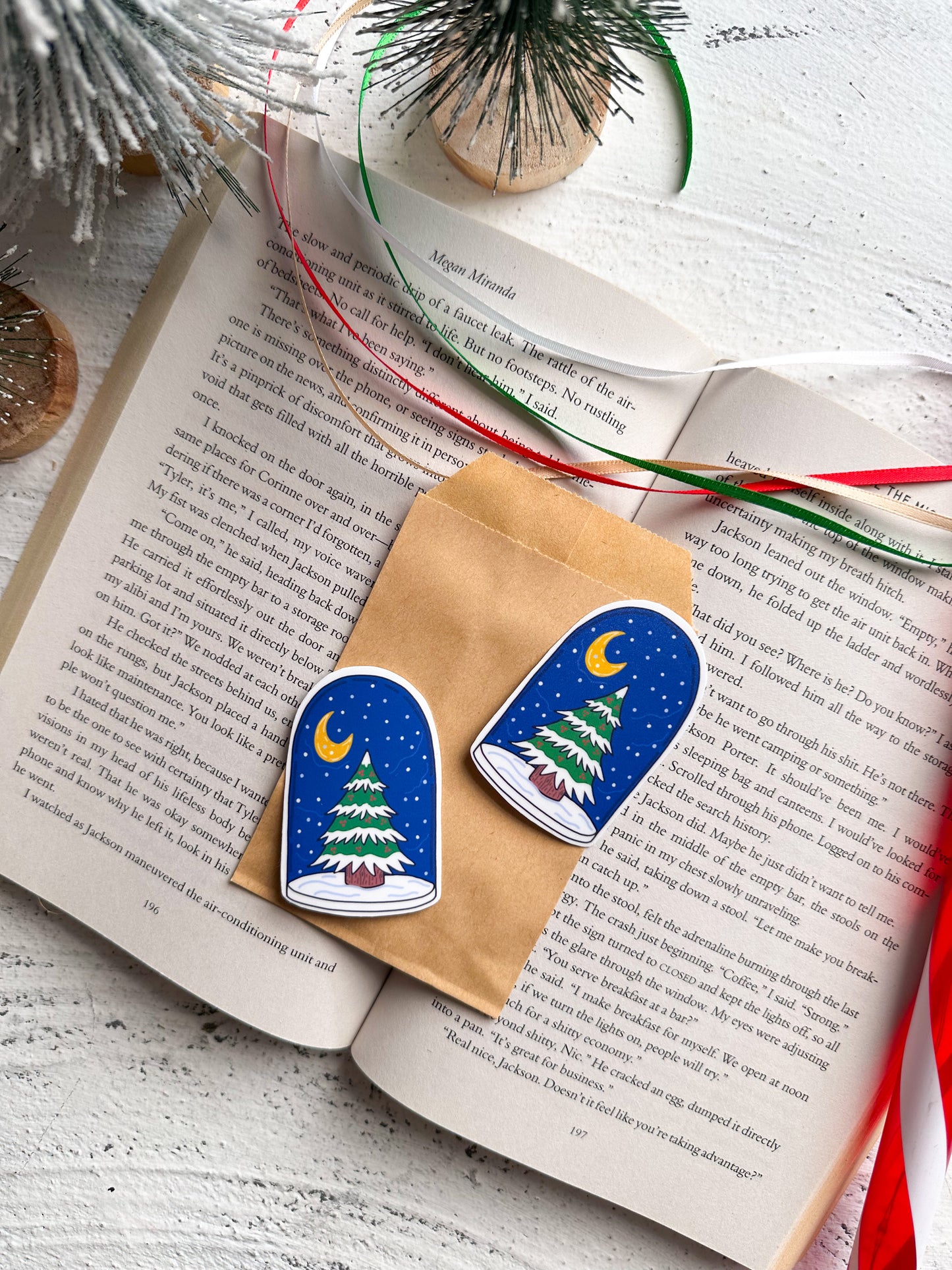 Christmas Night Snow Globe Sticker