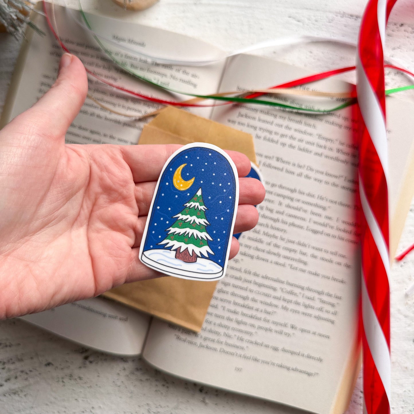 Christmas Night Snow Globe Sticker