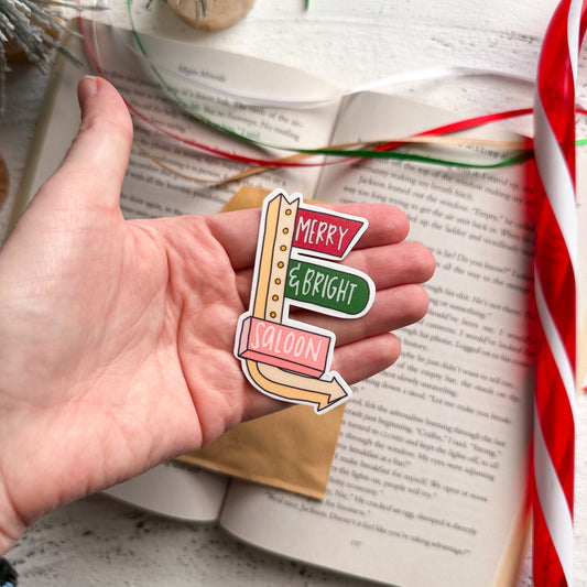 Merry and Bright Saloon Sign Sticker