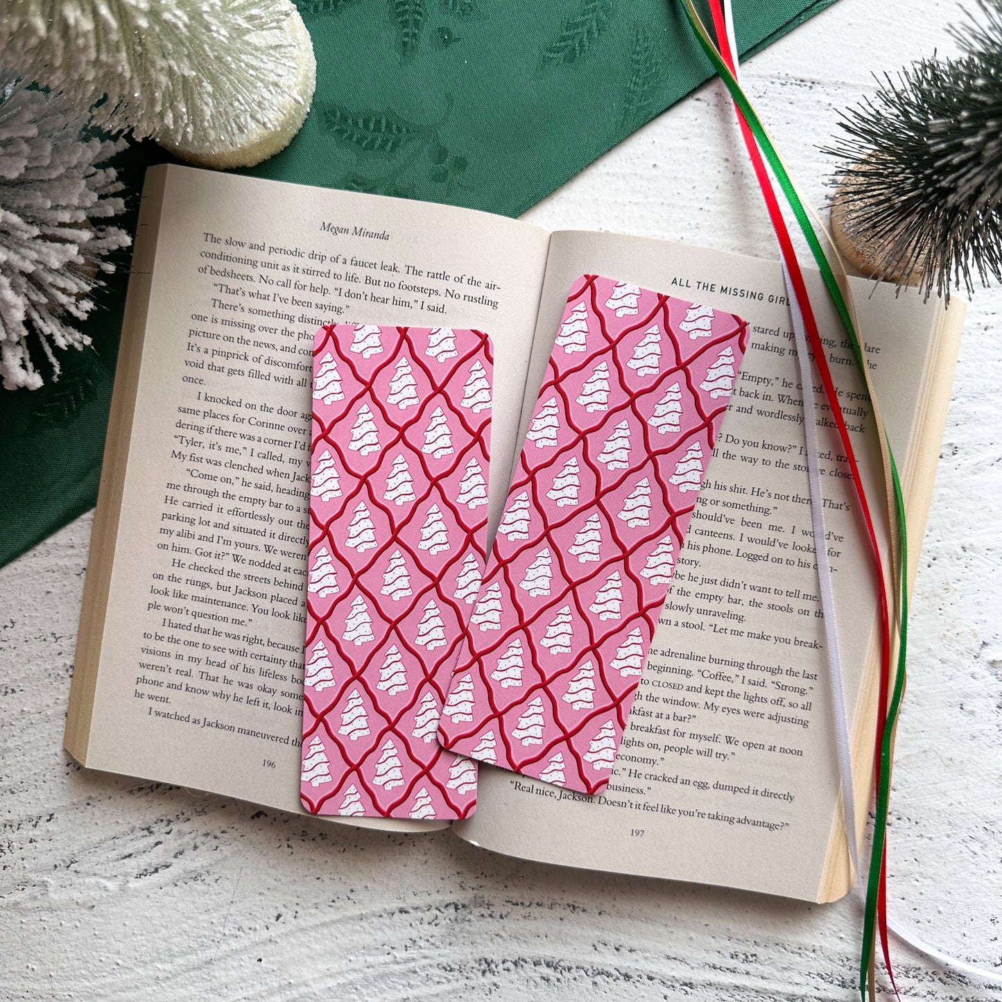 SALE Pink Christmas Tree Cakes Bookmark
