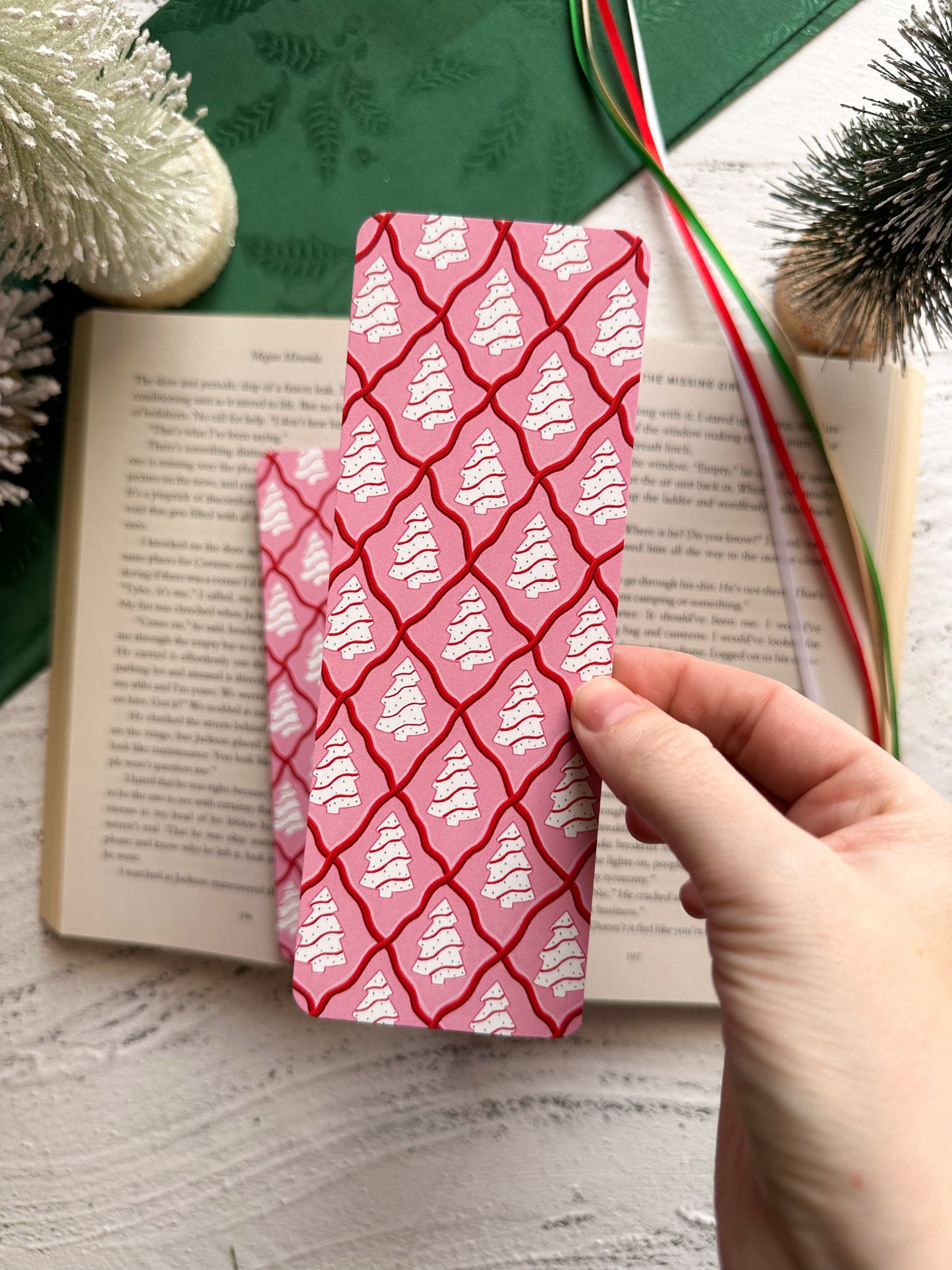 SALE Pink Christmas Tree Cakes Bookmark