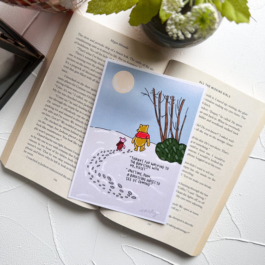 SALE Pooh and Piglet Go To The Bookstore Art Print