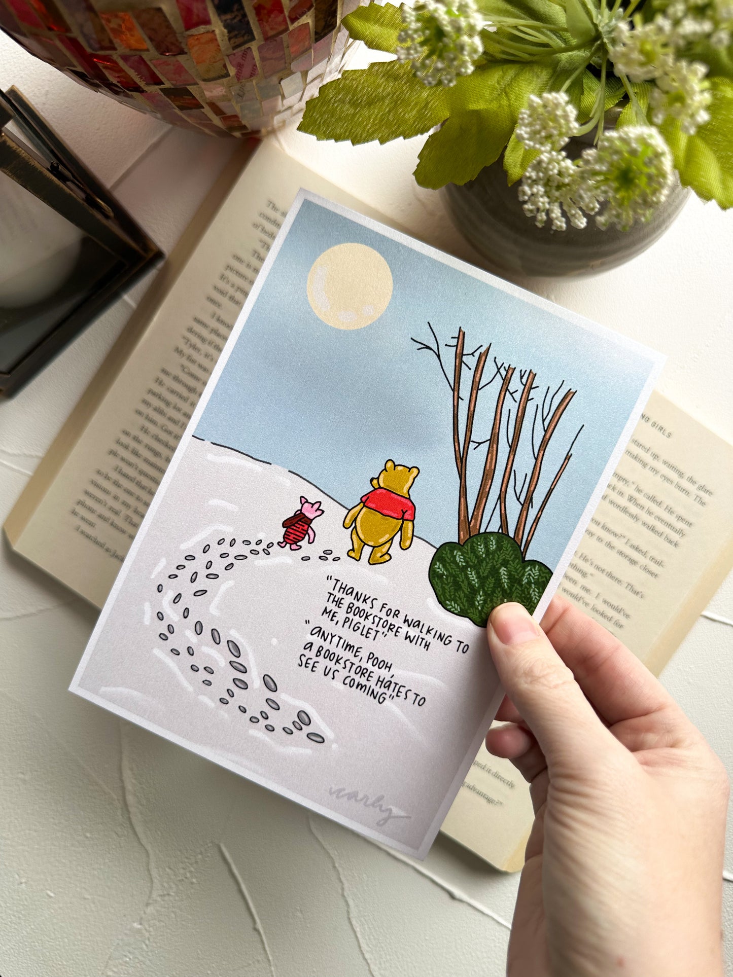 SALE Pooh and Piglet Go To The Bookstore Art Print
