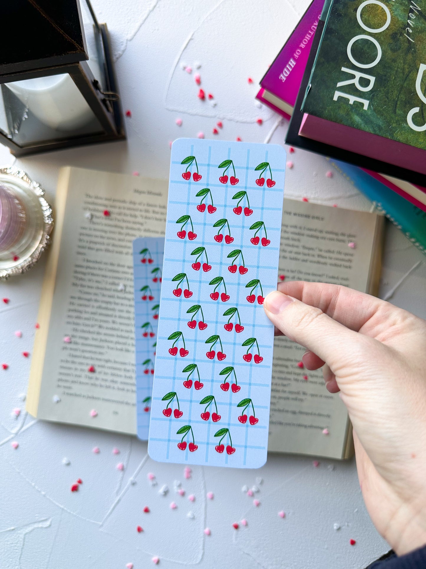 Cherry Hearts Bookmark