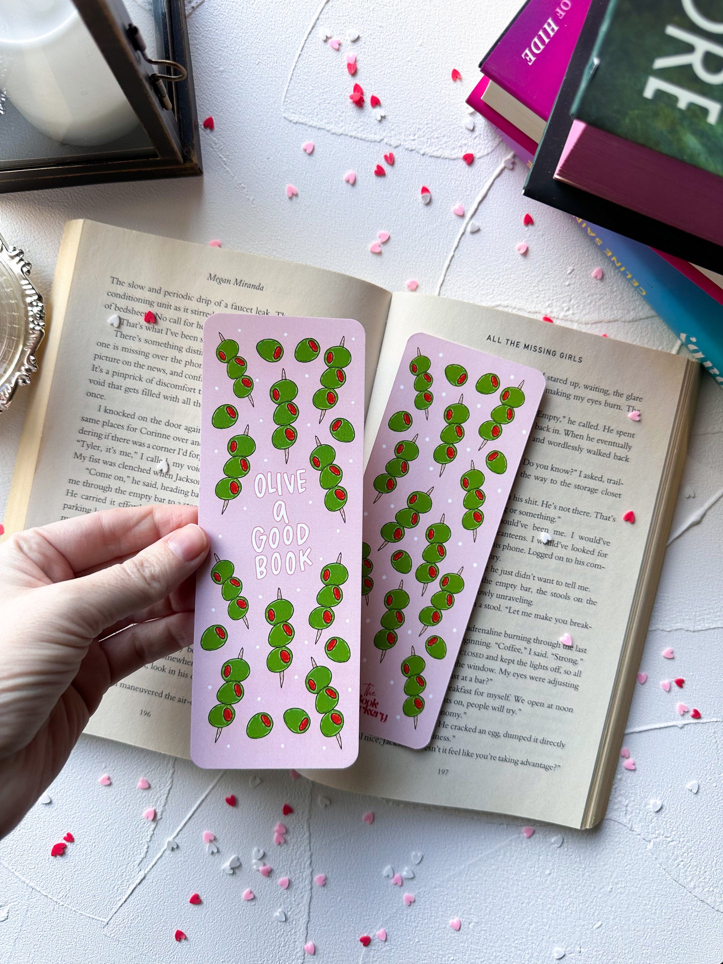Olive a Good Book Double Sided Bookmark