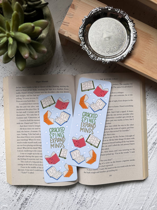 Cracked Spines Expand Minds Bookmark