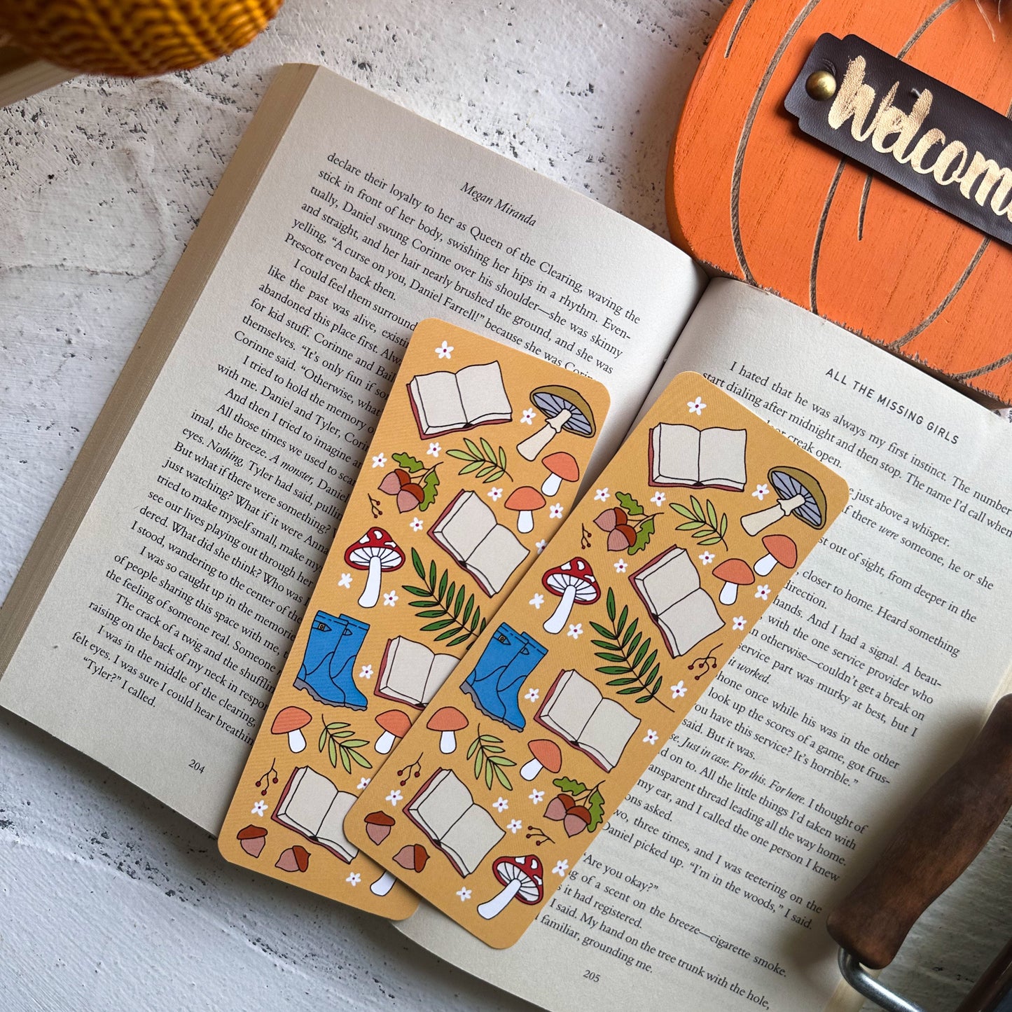 Reading in a Fall Forest Bookmark