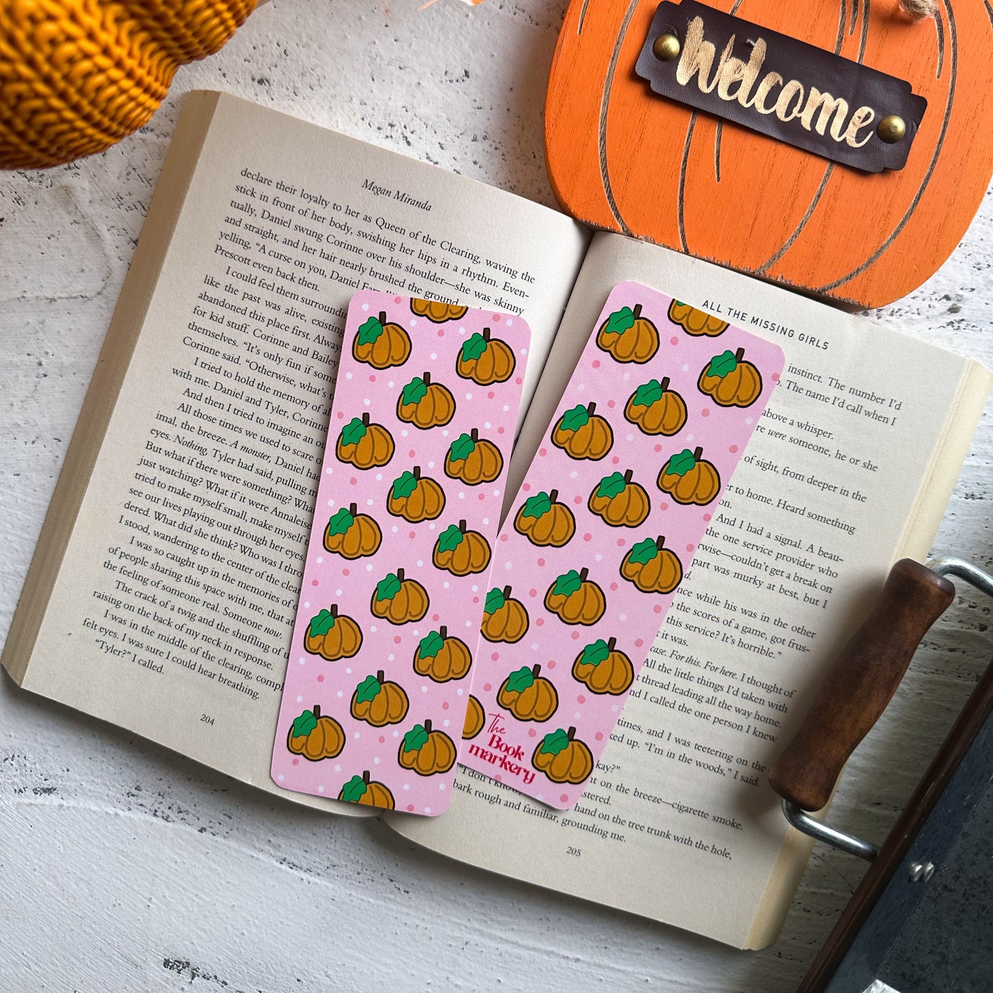 Pink Pumpkin Double Sided Bookmark