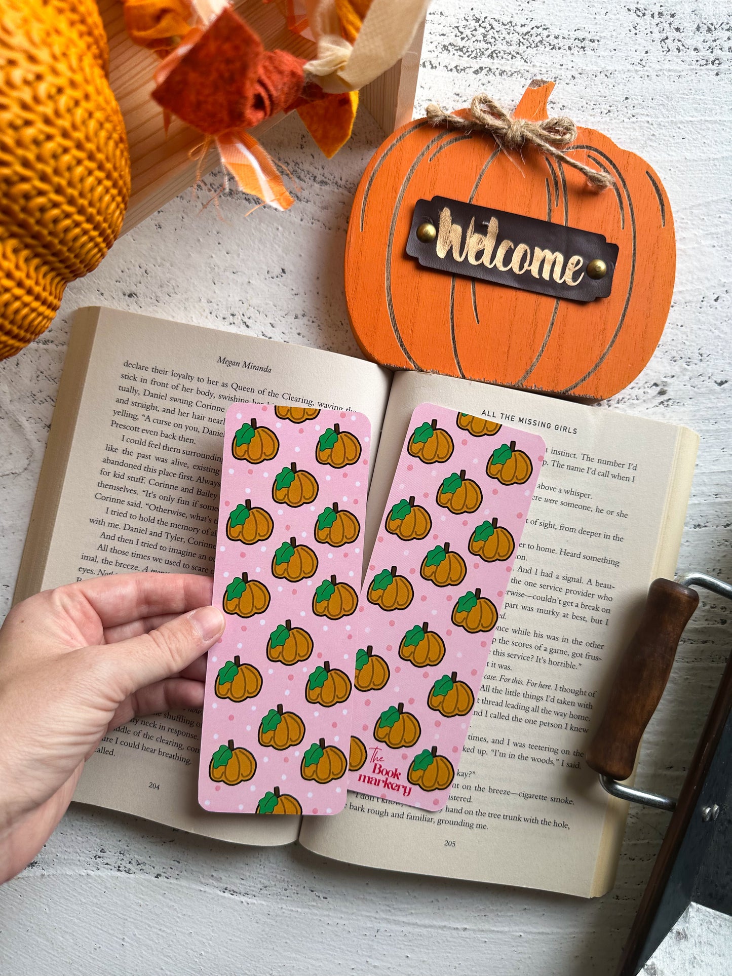 Pink Pumpkin Double Sided Bookmark